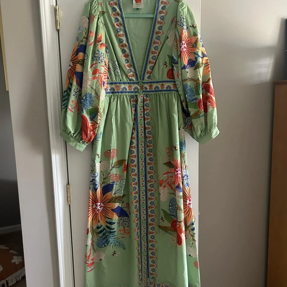 Farm Rio green bright yard maxi dress - Picture 5 of 10